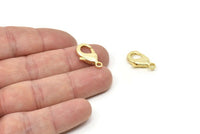 Gold Parrot Clasp, 4 Gold Plated Brass Lobster Claw Clasps (19x10mm) D0571