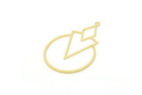 Gold Round Charm, 2 Gold Plated Brass Triangle Charms With 1 Loop, Findings (36x24.5x0.60mm) SMP0917 A6883 H1007