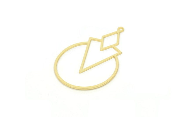 Gold Round Charm, 2 Gold Plated Brass Triangle Charms With 1 Loop, Findings (36x24.5x0.60mm) SMP0917 A6883 H1007