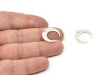 Silver Moon Charm, 6 Antique Silver Plated Brass Crescent Moon Charms With 1 Hole (18x5x1mm) M03415
