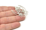 Silver Moon Charm, 2 Antique Silver Plated Brass Mushroom And Crescent Moon Shaped Charms With 1 Loop, Findings (44x34x0.60mm) SMP0425 A5464