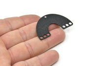 Black U Charm, 2 Hammered Oxidized Black Brass U Shaped Connectors With 7 Holes, Pendants, Findings (41x25x1mm) D1169 H1109
