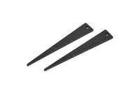 Black Triangle Charm, 10 Oxidized Black Brass Triangle Charms With 1 Hole, Earrings, Findings (37x6x1mm) D1016