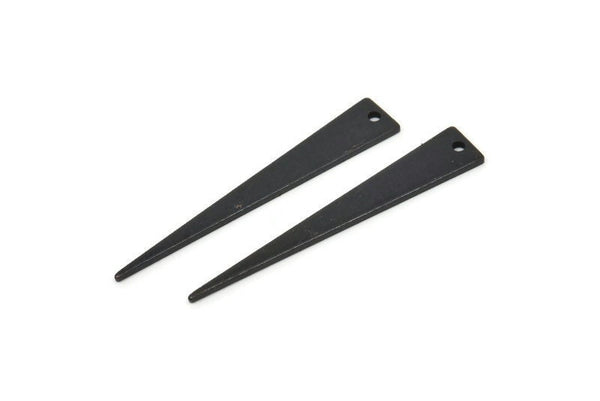 Black Triangle Charm, 10 Oxidized Black Brass Triangle Charms With 1 Hole, Earrings, Findings (37x6x1mm) D1016