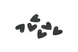 Black Heart Charm, 24 Oxidized Black Brass Heart Charms With 1 Hole (8x1mm) M02172