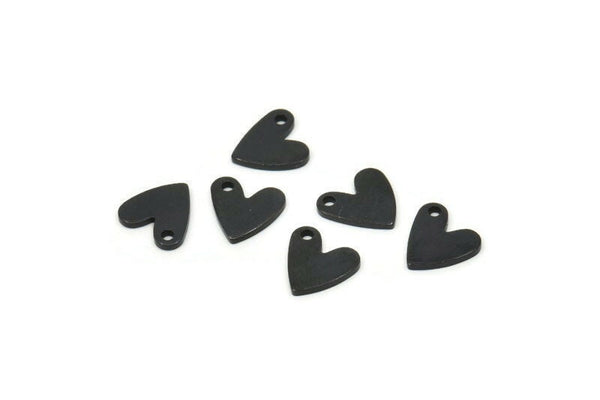 Siyah Kalp Tılsımı, 1 Delikli 24 Oksitlenmiş Siyah Pirinç Kalp Tılsımı (8x1mm) M02172