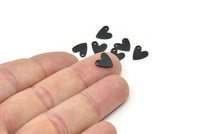 Black Heart Charm, 24 Oxidized Black Brass Heart Charms With 1 Hole (8x1mm) M02172