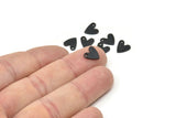 Black Heart Charm, 24 Oxidized Black Brass Heart Charms With 1 Hole (8x1mm) M02172