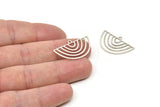 Semi Circle Charm, 10 Antique Silver Plated Brass Semi Circle Charms With 1 Loop, Pendant Charms (16x28x0.60mm) A4279