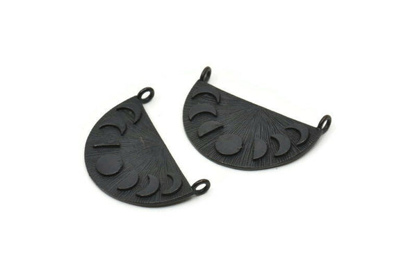 Ay Evreleri Kolye, 2 Oksitlenmiş Siyah Pirinç Ay Evreleri Tılsımı, 2 Döngü, Bulgular (28x16x1mm) N1242