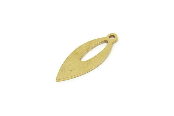 Brass Oval Charm, Tiny Raw Brass Marquise Shaped Charms With 1 Loop, Geometric Charms (15x6x0.60mm) SMP1758