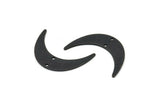 Black Moon Charm, 4 Oxidized Black Brass Crescent Moon Charms With 2 Holes, Findings, Connectors (30x8x1mm) D1201