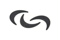 Black Moon Charm, 4 Oxidized Black Brass Crescent Moon Charms With 2 Holes, Findings, Connectors (30x8x1mm) D1201