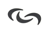 Black Moon Charm, 4 Oxidized Black Brass Crescent Moon Charms With 2 Holes, Findings, Connectors (30x8x1mm) D1201