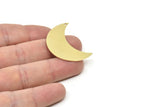 Brass Moon Charm, Raw Brass Moons Pendants With 1 Hole (36x15x0.80mm) SMP1770
