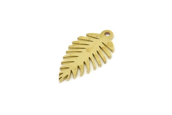Brass Leaf Charm, Tiny Raw Brass Leaf Charms With 1 Loop, Geometric Charms (15x8x0.60mm) SMP1753