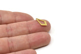 Brass Diamond Charm, Tiny Raw Brass Diamond Charms With 1 Hole, Findings (15x8x0.60mm) SMP1768