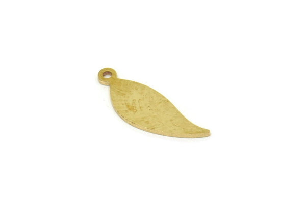 Brass Leaf Charm, Tiny Raw Brass Leaf Charms With 1 Loop, Geometric Charms (15x5x0.60mm) SMP1760