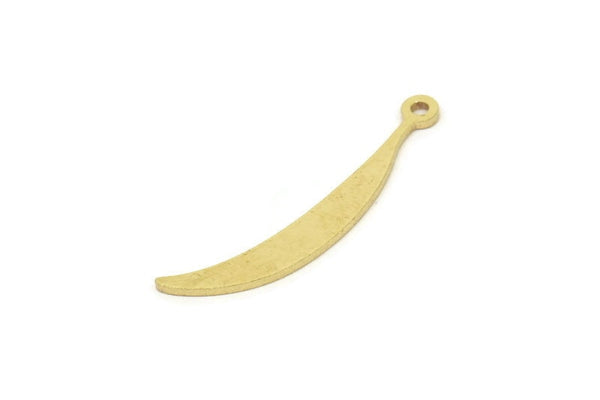 Brass Leaf Charm, Raw Brass Leaf Charms With 1 Loop, Geometric Charms (27x3x0.80mm) SMP1767