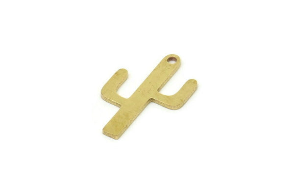 Brass Cactus Charm, Tiny Raw Brass Cactus Charms With 1 Hole, Findings (13x9x0.60mm) SMP1759