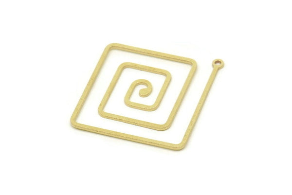 Brass Spiral Charm, Raw Brass Geometric Charms With 1 Loop, Charm Pendants (28x0.80mm) SMP1761