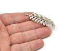 Silver Leaf Charm, 2 Antique Silver Plated Brass Leaf Charms With 1 Loop, Leaf Earrings (50x18x0.80mm) SMP1542 A2992