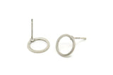 Silver Circle Earring, 10 Antique Silver Plated Brass Circle Stud Earrings (10x0.80mm) A2576 A6040