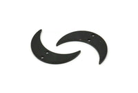 Black Moon Charm, 8 Oxidized Black Brass Crescent Moon Charms With 2 Holes, Findings, Connectors (21x6x1mm) D1132