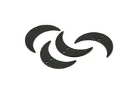 Black Moon Charm, 8 Oxidized Black Brass Crescent Moon Charms With 2 Holes, Findings, Connectors (21x6x1mm) D1132