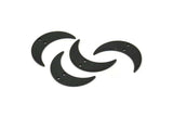 Black Moon Charm, 8 Oxidized Black Brass Crescent Moon Charms With 2 Holes, Findings, Connectors (21x6x1mm) D1132