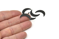 Black Moon Charm, 8 Oxidized Black Brass Crescent Moon Charms With 2 Holes, Findings, Connectors (21x6x1mm) D1132