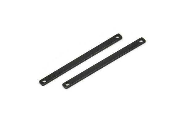 Tiny Bar Pendant, 12 Oxidized Black Brass Connector Bars With 2 Holes (35x2.5x0.80mm) E394