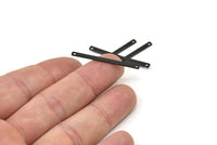 Tiny Bar Pendant, 12 Oxidized Black Brass Connector Bars With 2 Holes (35x2.5x0.80mm) E394