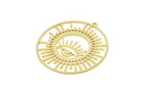 Brass Eye Charm, Raw Brass Circle Pendants With 1 Loop, Brass Earrings (42x40x0.80mm) SMP1773