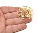 Brass Eye Charm, Raw Brass Circle Pendants With 1 Loop, Brass Earrings (42x40x0.80mm) SMP1773
