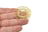 Brass Circle Charm, Raw Brass Mountain Pendants With 1 Loop, Brass Earrings, Brass Sun Charms (42x40x0.80mm) SMP1774