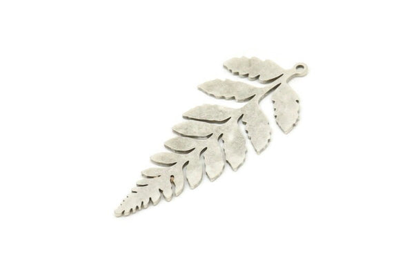 Silver Leaf Charm, 4 Antique Silver Plated Brass Leaf Charms With 1 Loop, Charm Earrings (46x20x0.80mm) SMP1203 A5792 Q0244