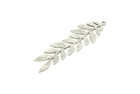 Gümüş Yaprak Tılsımı, 1 Halkalı 4 Antik Gümüş Kaplama Pirinç Dal Tılsımı, Tılsım Kolye Uçları (52x16x0,60 mm) SMP0225 A4001 H1218