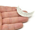 Silver Moon Charm, 2 Antique Silver Plated Brass Moon Pendants With 1 Loop (47x14x0.80mm) R088
