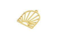 Gold Sun Charm, 6 Gold Plated Brass Rising Sun Shaped Charms With 1 Loop, Earring Findings (18x15x0.60mm) SMP0287 A2600
