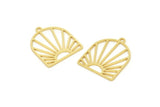 Gold Sun Charm, 6 Gold Plated Brass Rising Sun Shaped Charms With 1 Loop, Earring Findings (18x15x0.60mm) SMP0287 A2600