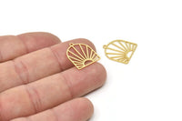 Gold Sun Charm, 6 Gold Plated Brass Rising Sun Shaped Charms With 1 Loop, Earring Findings (18x15x0.60mm) SMP0287 A2600