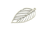 Silver Leaf Charm, 8 Antique Silver Plated Brass Leaf Charms With 1 Loop, Charm Pendants (32x17.5x0.60mm) SMP0089 A6882