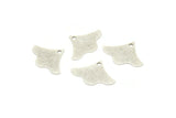 Silver Leaf Charm, 24 Textured Antique Silver Plated Brass Leaf Charms With 1 Hole Findings (12x16x0.40mm) A1978