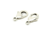 Silver Parrot Clasp, 6 Antique Silver Plated Brass Lobster Claw Clasps (19x10mm) D0571