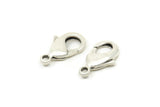 Silver Parrot Clasp, 6 Antique Silver Plated Brass Lobster Claw Clasps (19x10mm) D0571