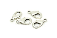 Silver Parrot Clasp, 6 Antique Silver Plated Brass Lobster Claw Clasps (19x10mm) D0571
