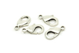 Silver Parrot Clasp, 6 Antique Silver Plated Brass Lobster Claw Clasps (19x10mm) D0571