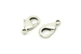 Silver Parrot Clasp, 6 Antique Silver Plated Brass Lobster Claw Clasps (19x10mm) D0571
