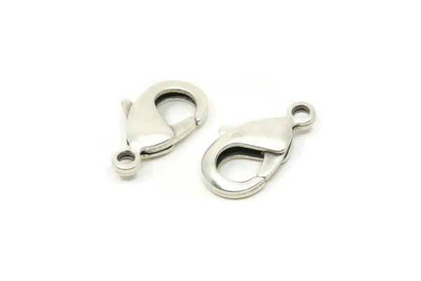 Silver Parrot Clasp, 6 Antique Silver Plated Brass Lobster Claw Clasps (19x10mm) D0571